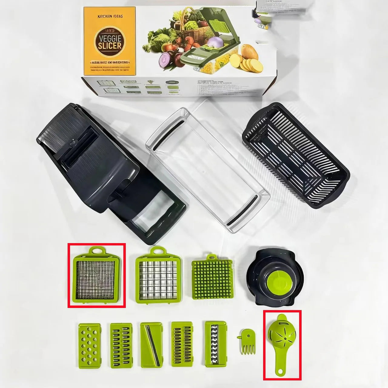 Manual Multifunctional Vegetable Cutter Potato Peeler Slicer Dicer Kitchen Gadget Set Stainless Steel Blades 14/16 Piece Grater