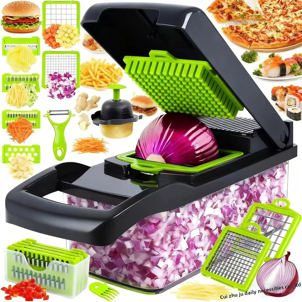 Manual Multifunctional Vegetable Cutter Potato Peeler Slicer Dicer Kitchen Gadget Set Stainless Steel Blades 14/16 Piece Grater