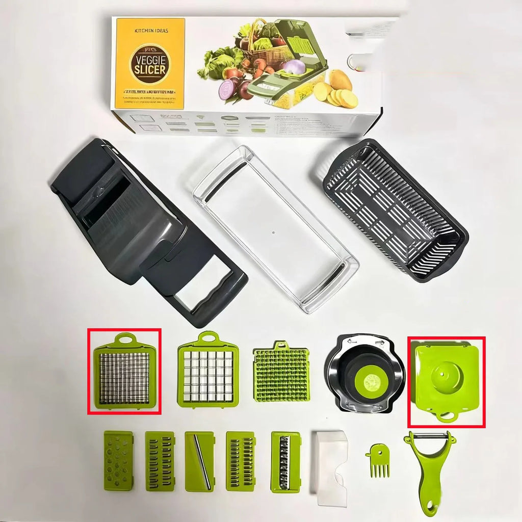 Manual Multifunctional Vegetable Cutter Potato Peeler Slicer Dicer Kitchen Gadget Set Stainless Steel Blades 14/16 Piece Grater
