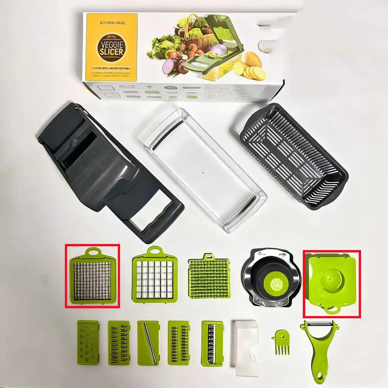 Manual Multifunctional Vegetable Cutter Potato Peeler Slicer Dicer Kitchen Gadget Set Stainless Steel Blades 14/16 Piece Grater