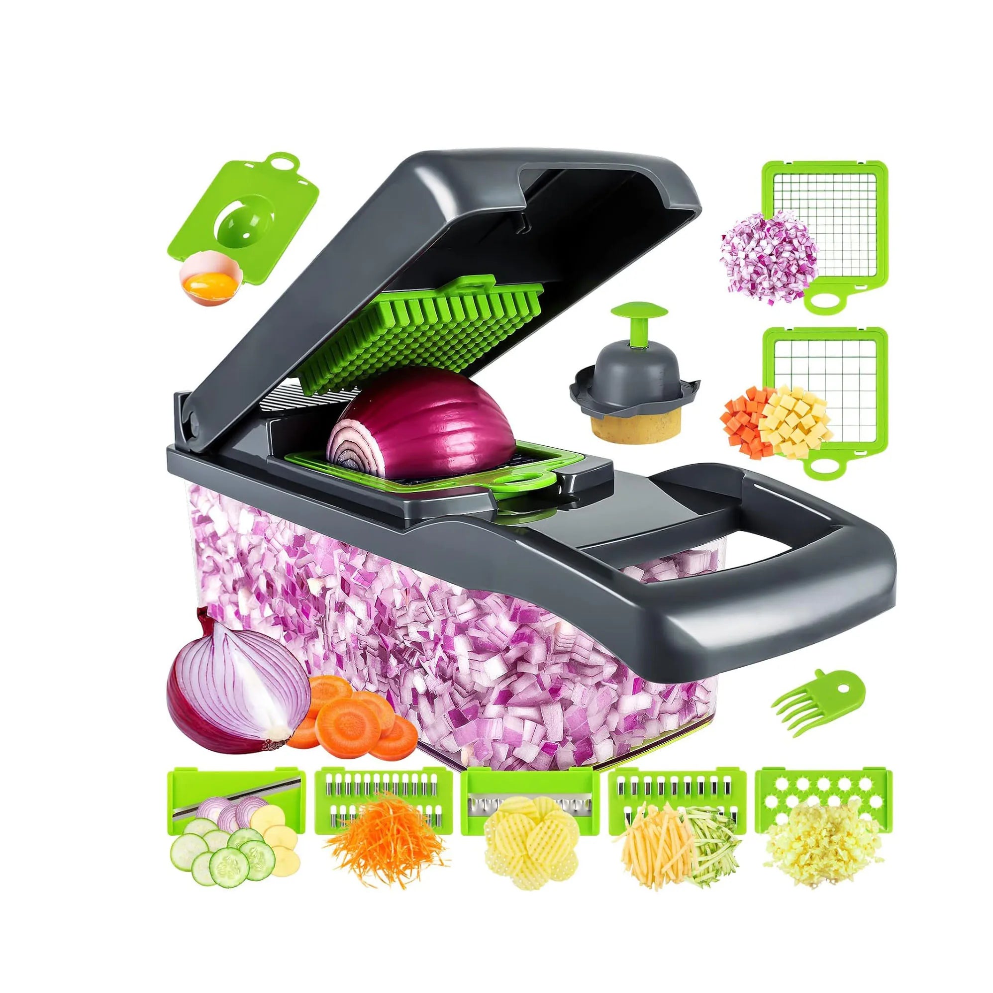 Factory Wholesale Kitchen Accessories 14 in 1 Food Cutter Veggie Onion Chopper Mandoline Slicer Multifunctional Vegetable Cutter