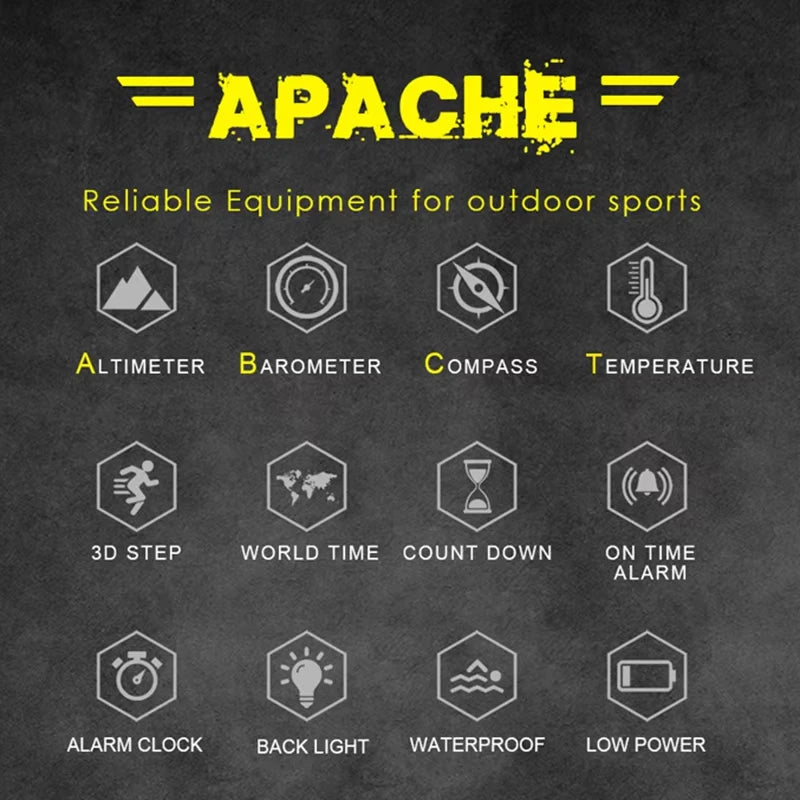NORTH EDGE Apache Men Sports Smart Watch Compass Thermometer World Time Pedometer Altimeter BarometerSmartwatch Running APACHE