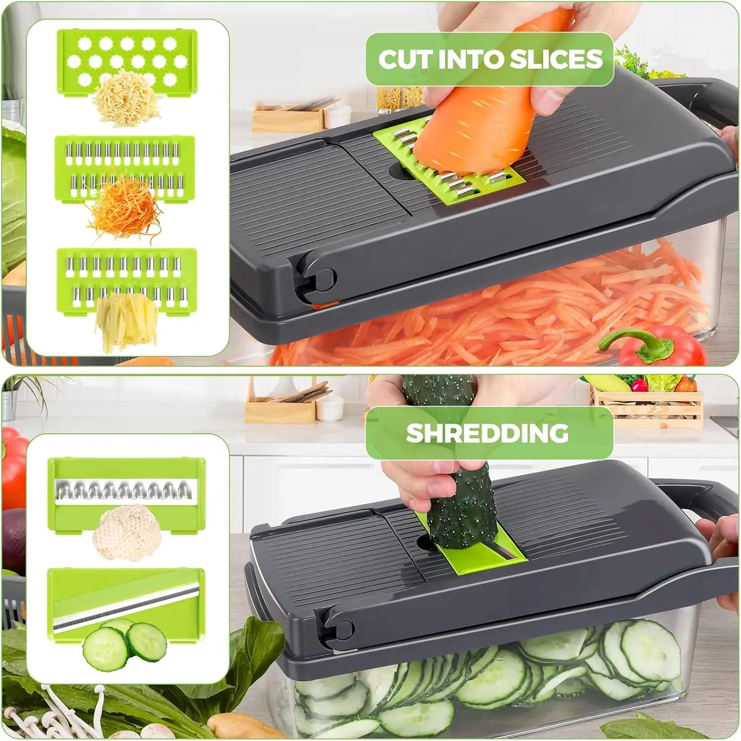 Factory Wholesale Kitchen Accessories 14 in 1 Food Cutter Veggie Onion Chopper Mandoline Slicer Multifunctional Vegetable Cutter