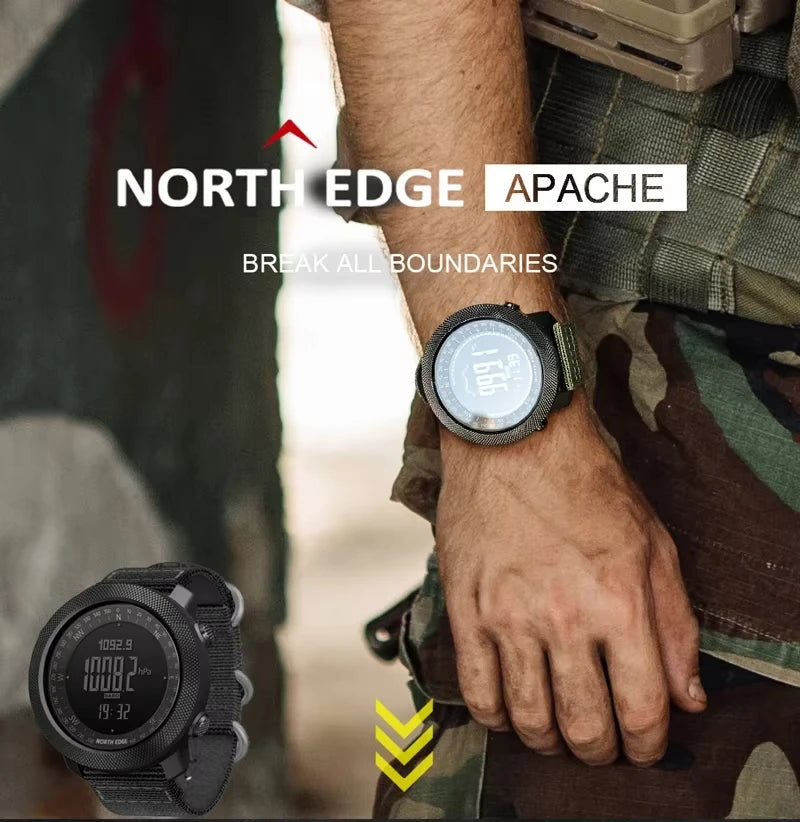 NORTH EDGE Apache Men Sports Smart Watch Compass Thermometer World Time Pedometer Altimeter BarometerSmartwatch Running APACHE