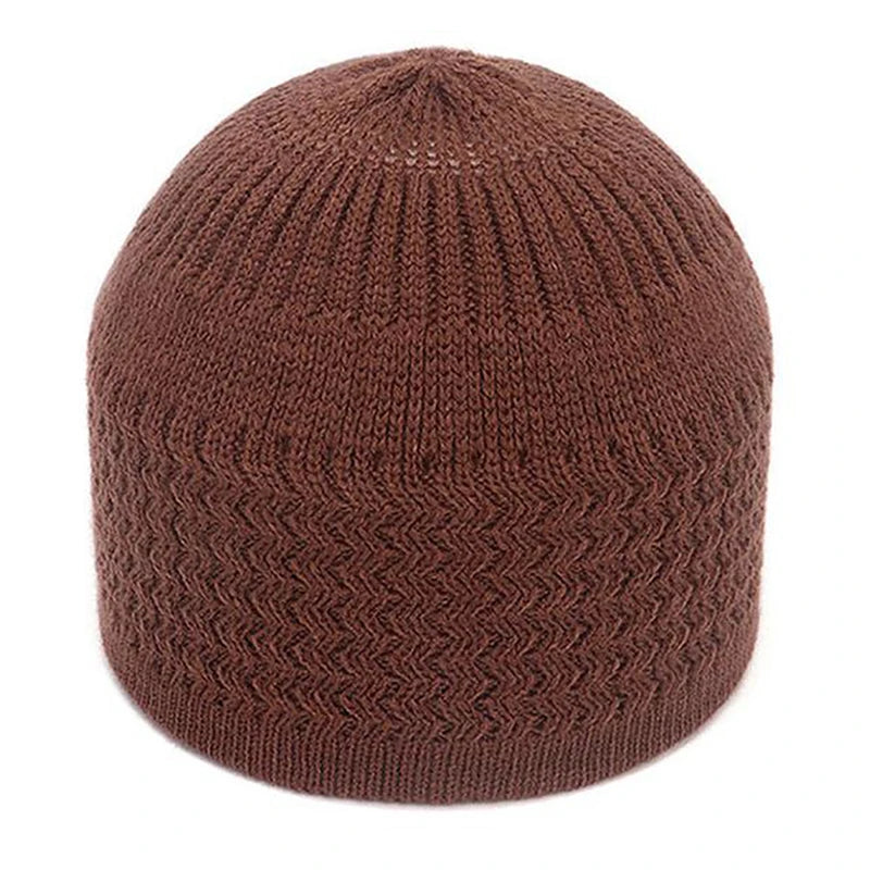 1pc Men's Casual Knitted Muslim Women Prayer Hats Winter Warm Beanies Cap Islamic Ramadan