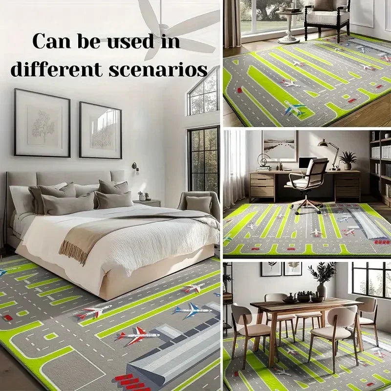 Washable Area Rug for Living Room, Botanical Non Slip Stain Resistance Woodland Area Rug for Farmhouse, Bedroom, Dining Room