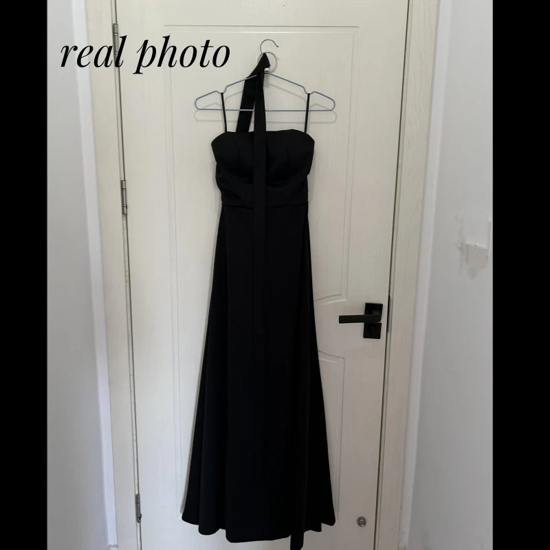 Classic Black Evening Dresses Sexy Strapless Wedding Dresses Elegant Floor-length A-line Simple Bridal Dress Customized