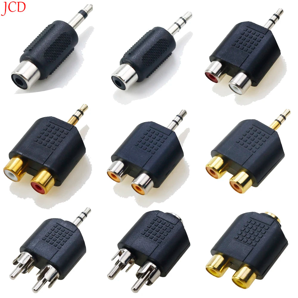 2PCS Dual RCA Male/Female to RCA 3.5mm 6.35mm 6.5mm 1/8" 1/4" mono stereo adapter Connector