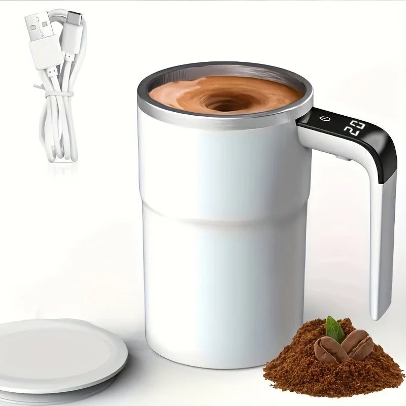 Temperature display automatic stirring cup, rechargeable magnetic automatic stirring coffee cup, portable travel water cup