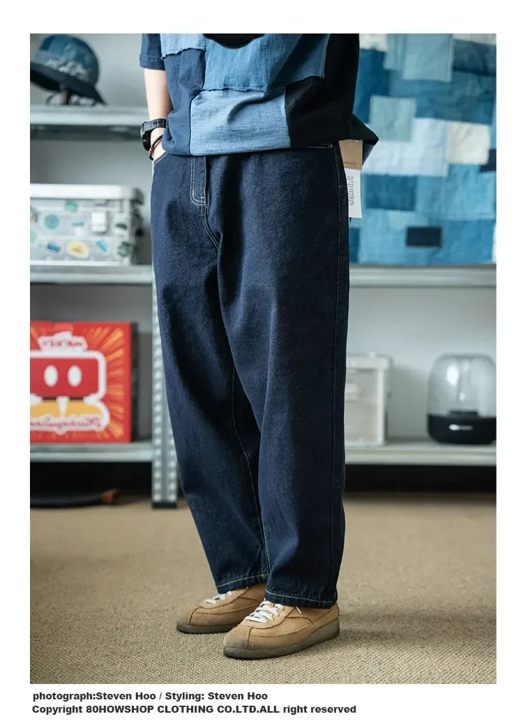 New Special Anti Fading Process Washed Original Cow Curved Knife Jeans Loose Casual Men's and Women's Pants Trendy