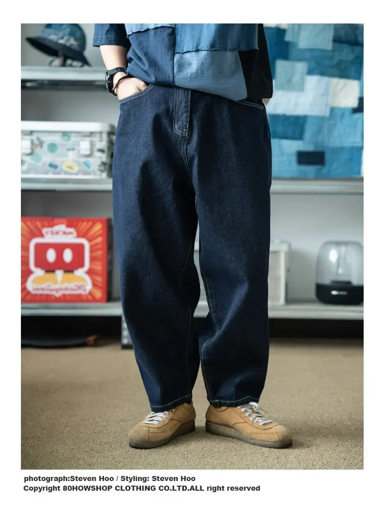 New Special Anti Fading Process Washed Original Cow Curved Knife Jeans Loose Casual Men's and Women's Pants Trendy