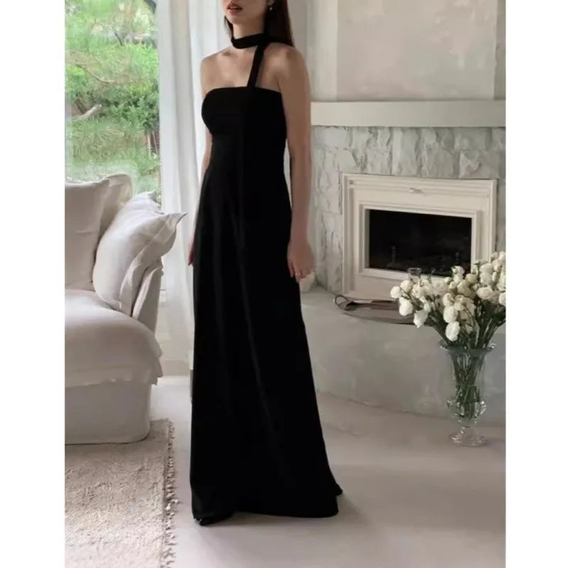 Classic Black Evening Dresses Sexy Strapless Wedding Dresses Elegant Floor-length A-line Simple Bridal Dress Customized