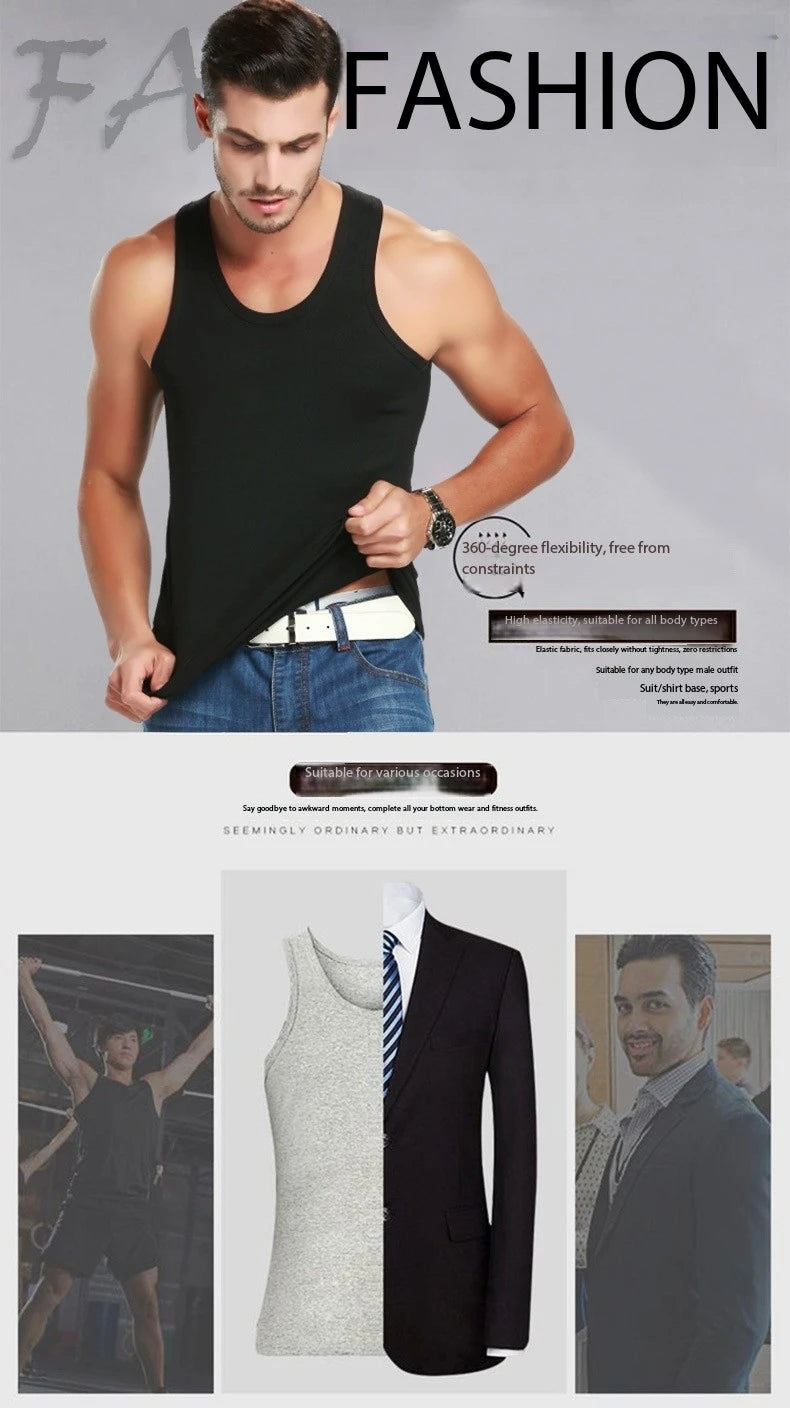 1 Pack Four Seasons Men's Cotton Joker Vest Teenagers Simple Fit Sports Fitness T-shirt Middle-aged Casual Sleeveless Shirt