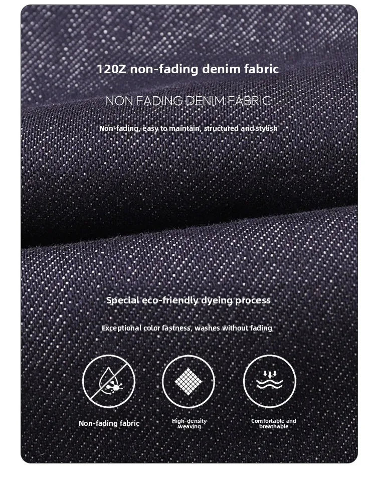 Men's Retro Lenzing Anti-fading A-line Straight Leg Casual Original Color Jeans Long Pants mid Waist Zipper Opening Loose Fit