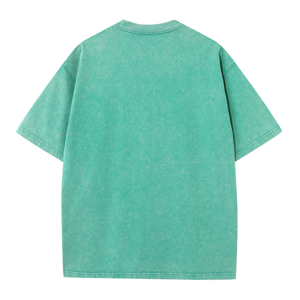 Men's summer pure cotton distressed retro drop shoulder T-shirt solid color loose casual breathable men's casual T-shirt tops
