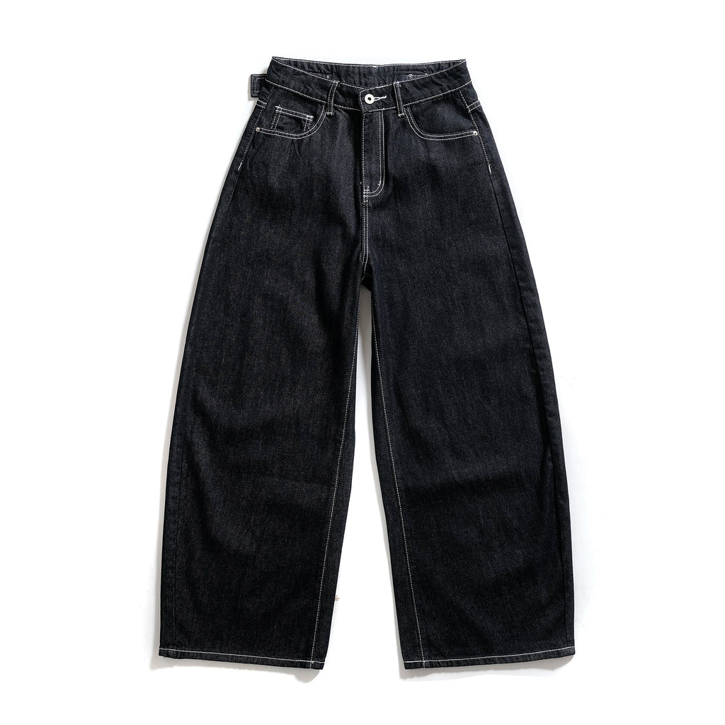 American Retro Wide Leg Pants Loose Fit Original Color Denim Loose Trousers High Street Drapey Silhouette Straight Jeans