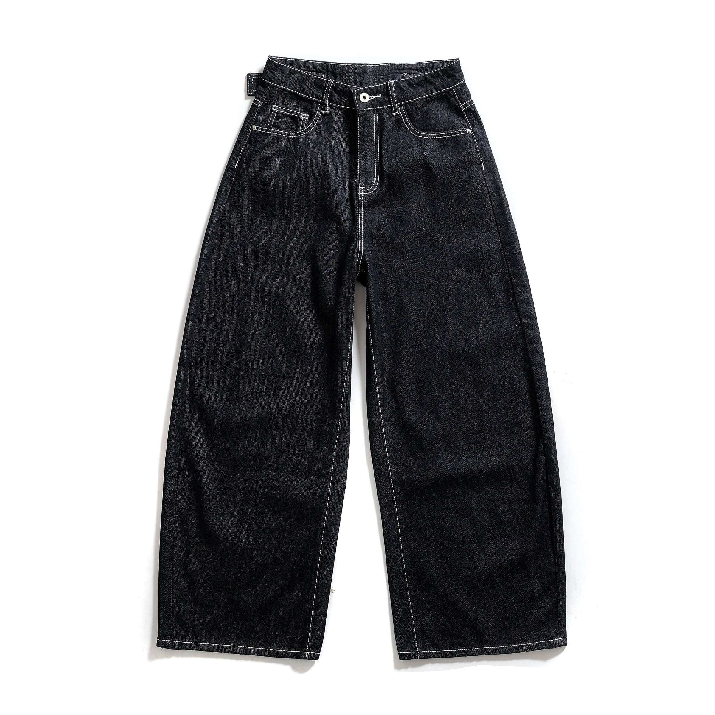 American Retro Wide Leg Pants Loose Fit Original Color Denim Loose Trousers High Street Drapey Silhouette Straight Jeans