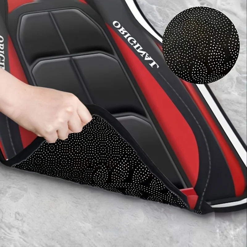 2D Flat 4-Piece Red Y-Shaped Car Carpet Set, Durable Polyester, Universal Fit for Sedans and SUVs, Perfect Gift for driver