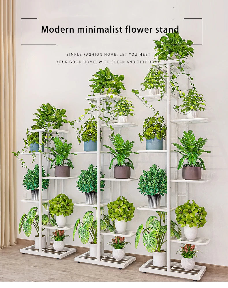 Cordlal Shining Stand For Flowers Iron 6/7/8Layers Plant Holder Storage Shelf Pot Rack Organizer Home Garden Decoration