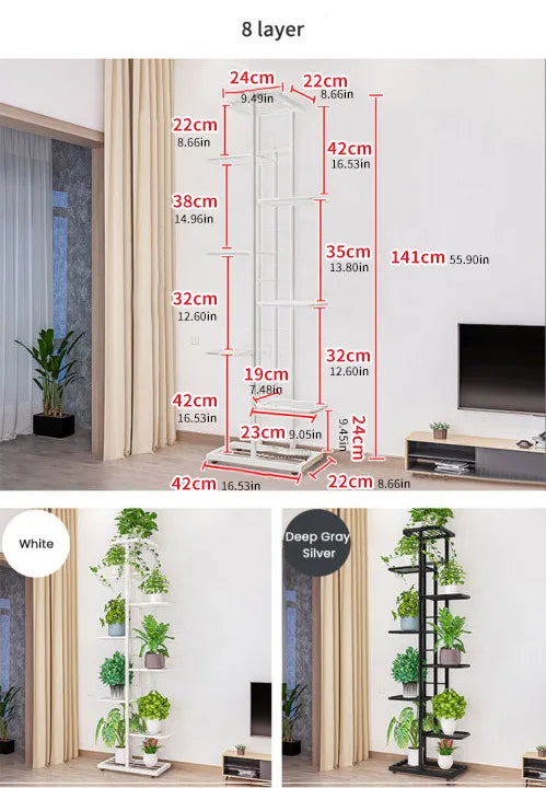 Cordlal Shining Stand For Flowers Iron 6/7/8Layers Plant Holder Storage Shelf Pot Rack Organizer Home Garden Decoration
