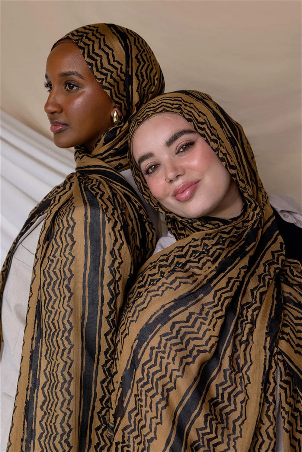 New Design Striped Keffiyeh Hijab Wave Printed Chiffon Scarf Women Islamic Muslim Scarves Shawl Echarpe Foulard Dubai Hijabs