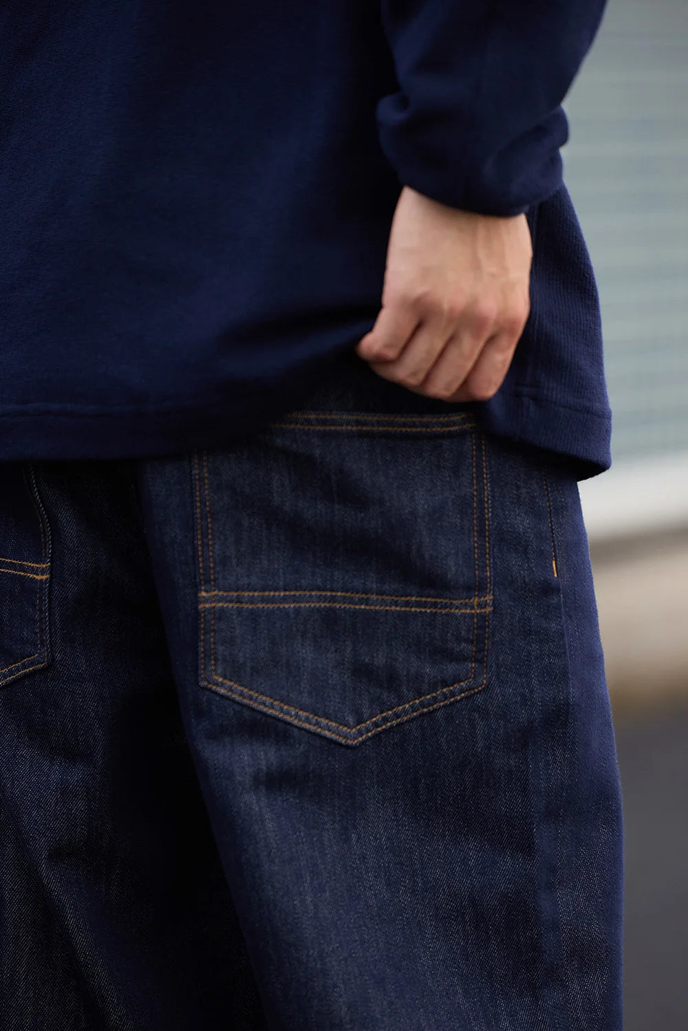 Men's Retro Lenzing Anti-fading A-line Straight Leg Casual Original Color Jeans Long Pants mid Waist Zipper Opening Loose Fit