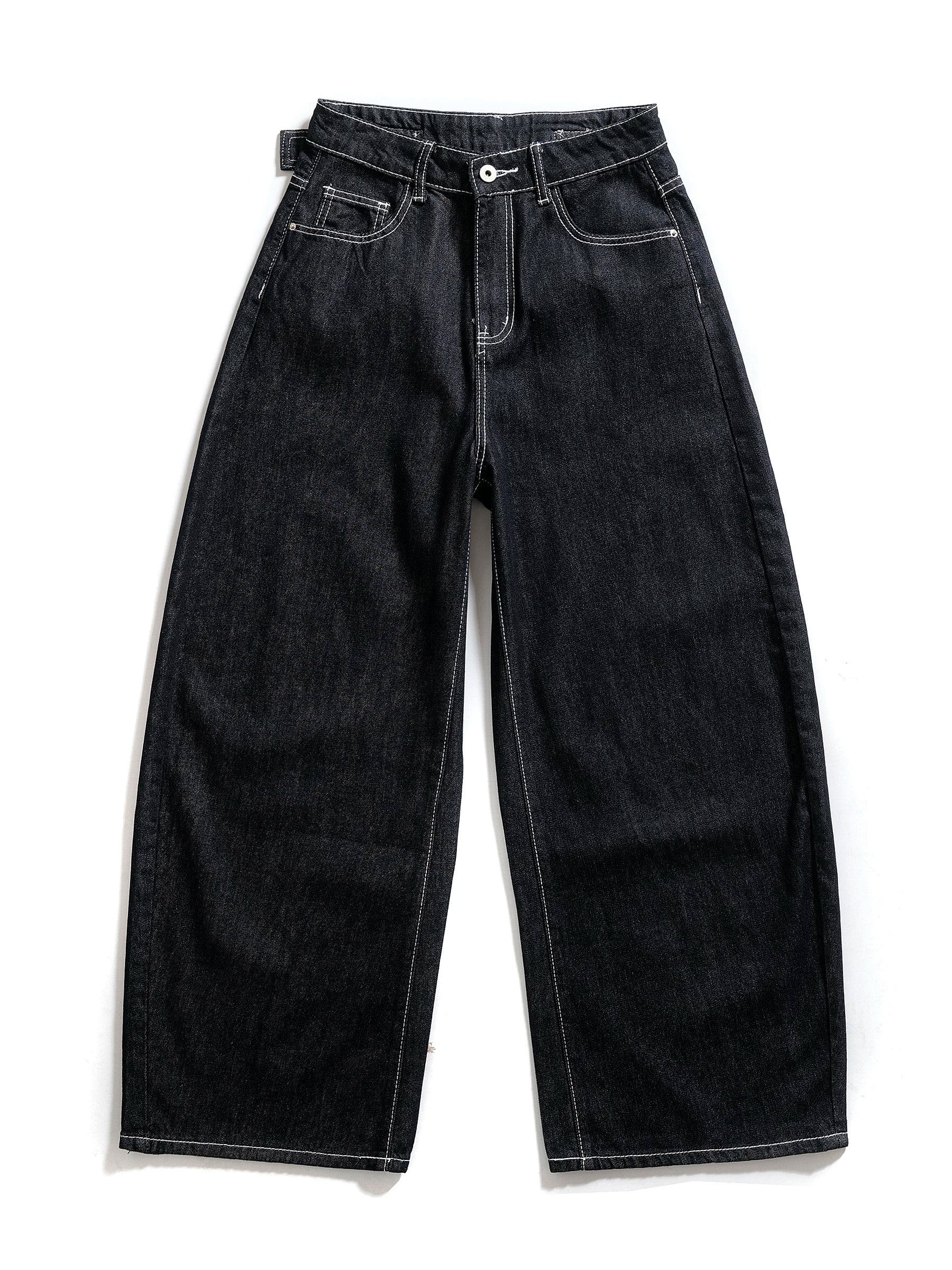 American Retro Wide Leg Pants Loose Fit Original Color Denim Loose Trousers High Street Drapey Silhouette Straight Jeans