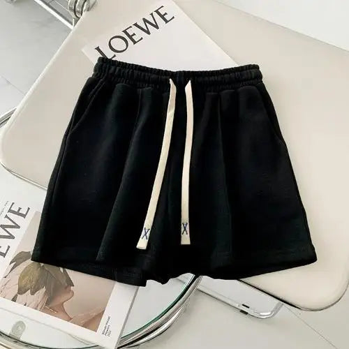 Summer Shorts Women Elasticity Lovely Girls Korean Style Sweet Students Harajuku Simple Pure Gray Oversize Trousers Female 2026