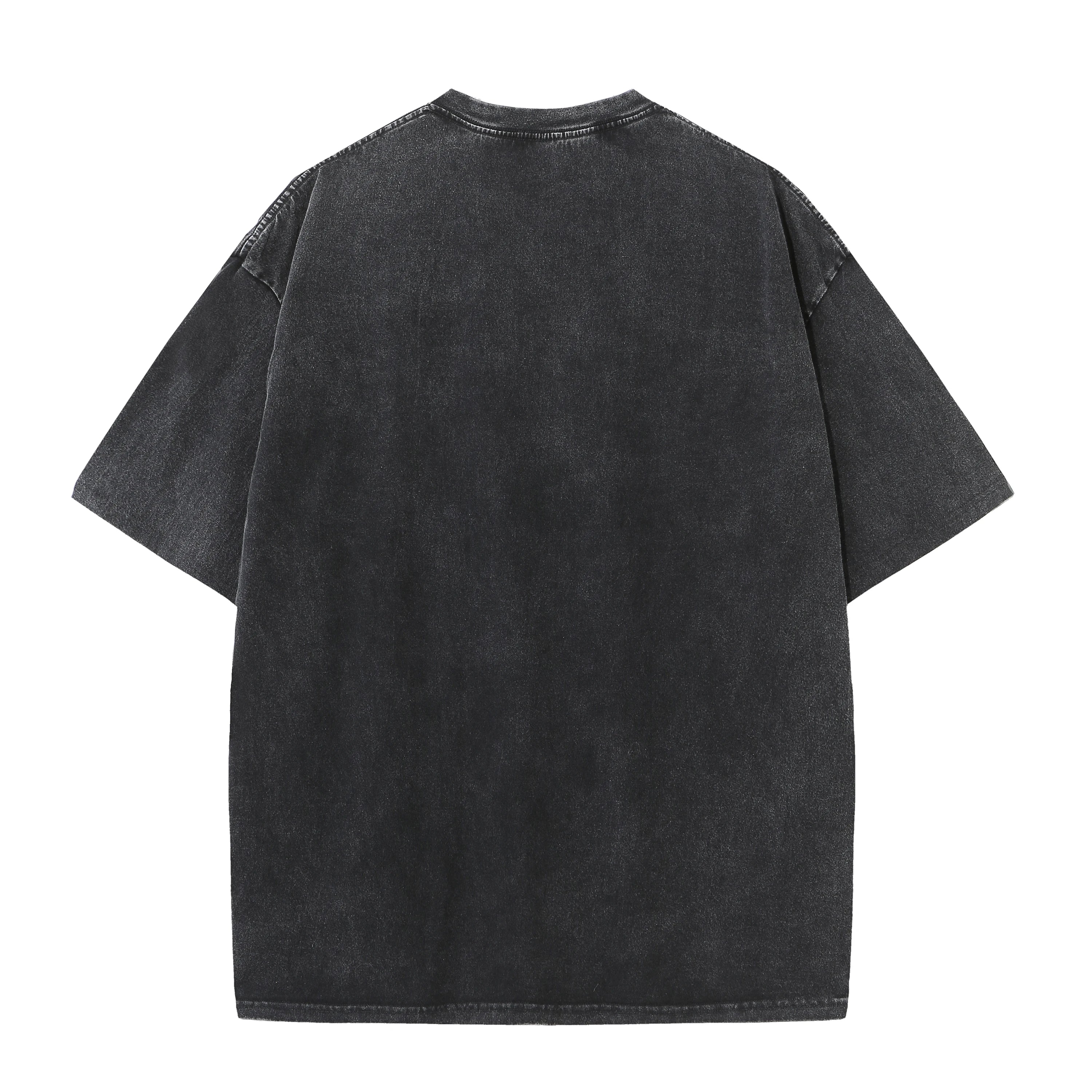 Men's summer pure cotton distressed retro drop shoulder T-shirt solid color loose casual breathable men's casual T-shirt tops