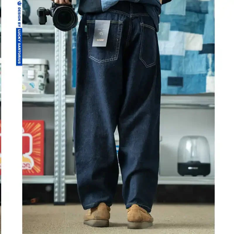 New Special Anti Fading Process Washed Original Cow Curved Knife Jeans Loose Casual Men's and Women's Pants Trendy