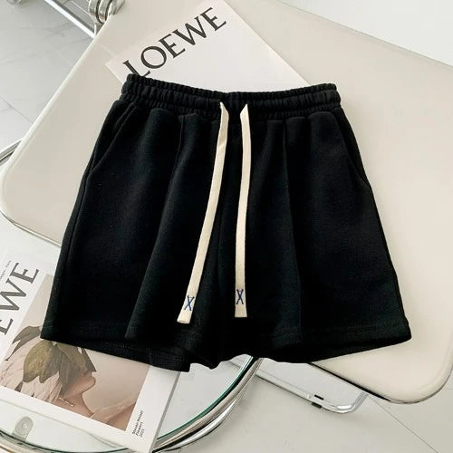 Summer Shorts Women Elasticity Lovely Girls Korean Style Sweet Students Harajuku Simple Pure Gray Oversize Trousers Female 2026
