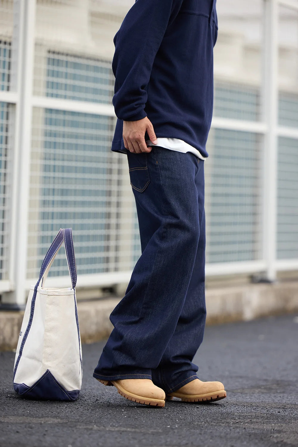 Men's Retro Lenzing Anti-fading A-line Straight Leg Casual Original Color Jeans Long Pants mid Waist Zipper Opening Loose Fit