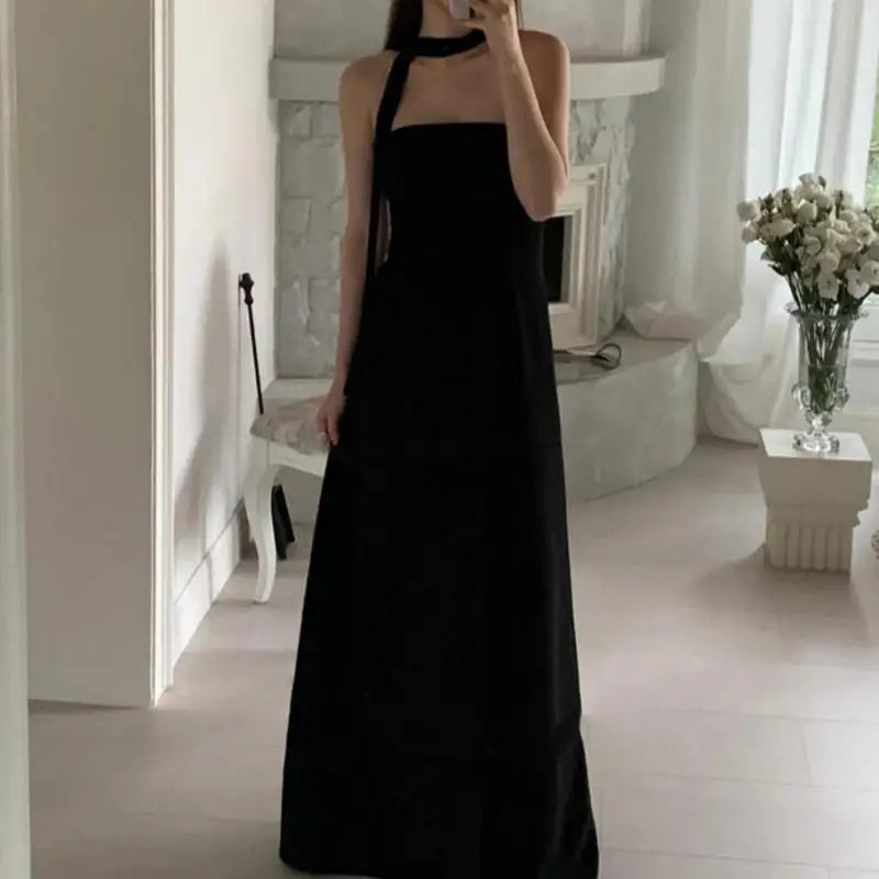 Classic Black Evening Dresses Sexy Strapless Wedding Dresses Elegant Floor-length A-line Simple Bridal Dress Customized