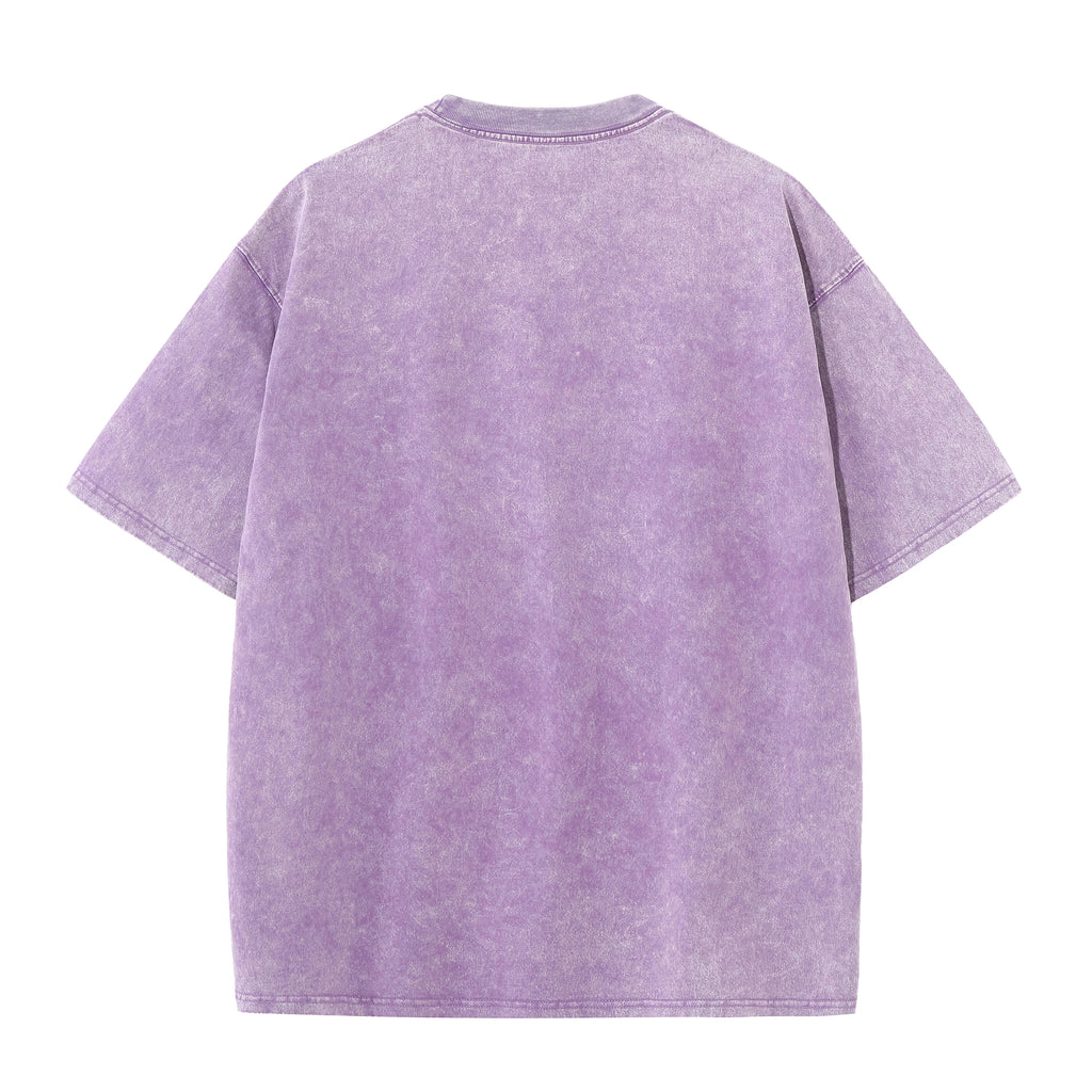 Men's summer pure cotton distressed retro drop shoulder T-shirt solid color loose casual breathable men's casual T-shirt tops