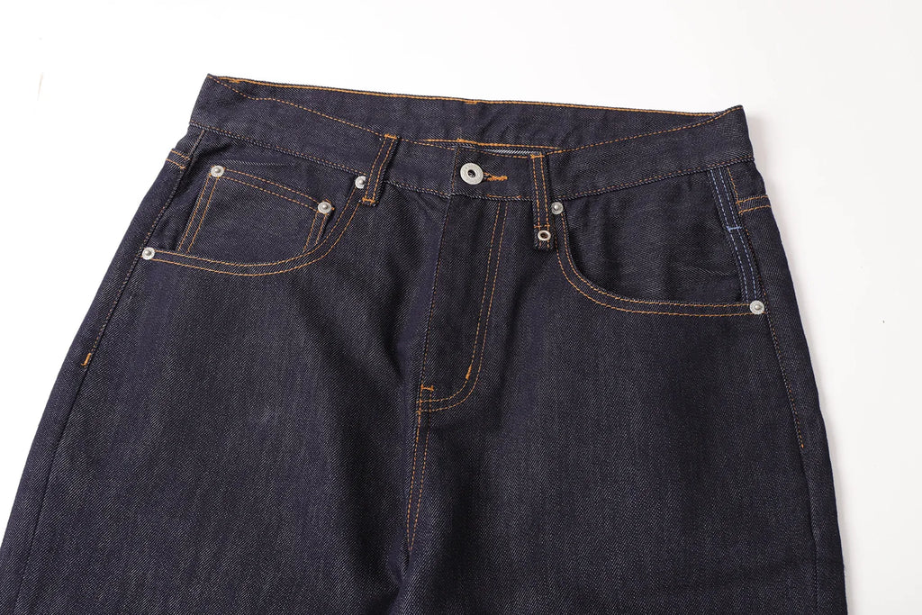 Men's Retro Lenzing Anti-fading A-line Straight Leg Casual Original Color Jeans Long Pants mid Waist Zipper Opening Loose Fit