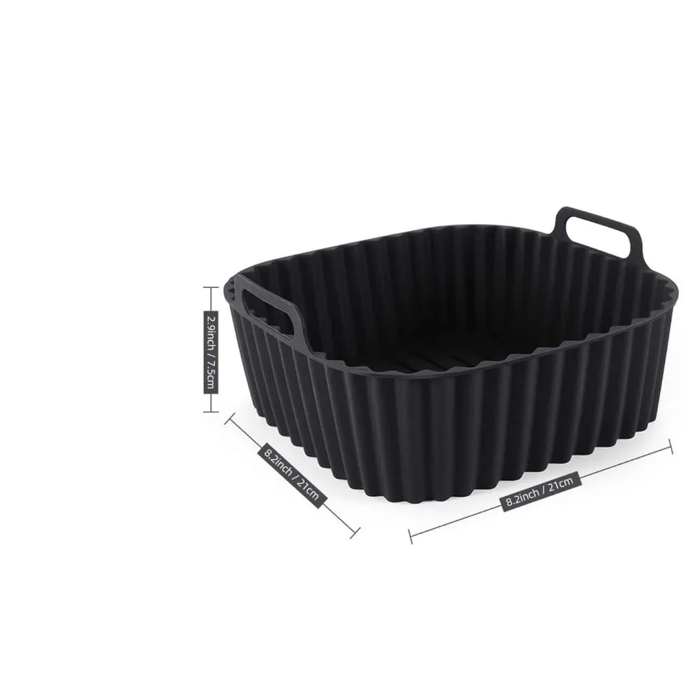 Reusable Air Fryer Silicone Liners Square Non Stick Basket Mat for 4-7QT Air Fryer Oven Microwave Baking Airfryer Accessories