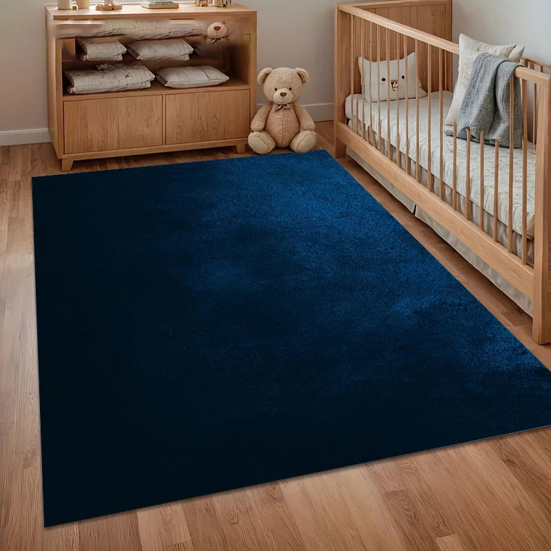 Solid Navy Blue Area Rug Non Slip Washable Floor Carpet for Living Room Bedroom Nursery with Smooth Solid Color Pattern