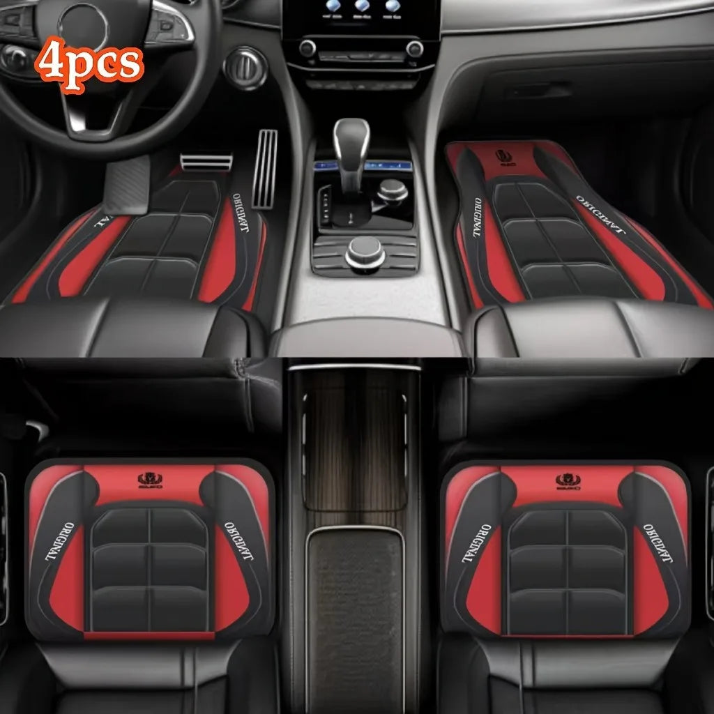 2D Flat 4-Piece Red Y-Shaped Car Carpet Set, Durable Polyester, Universal Fit for Sedans and SUVs, Perfect Gift for driver
