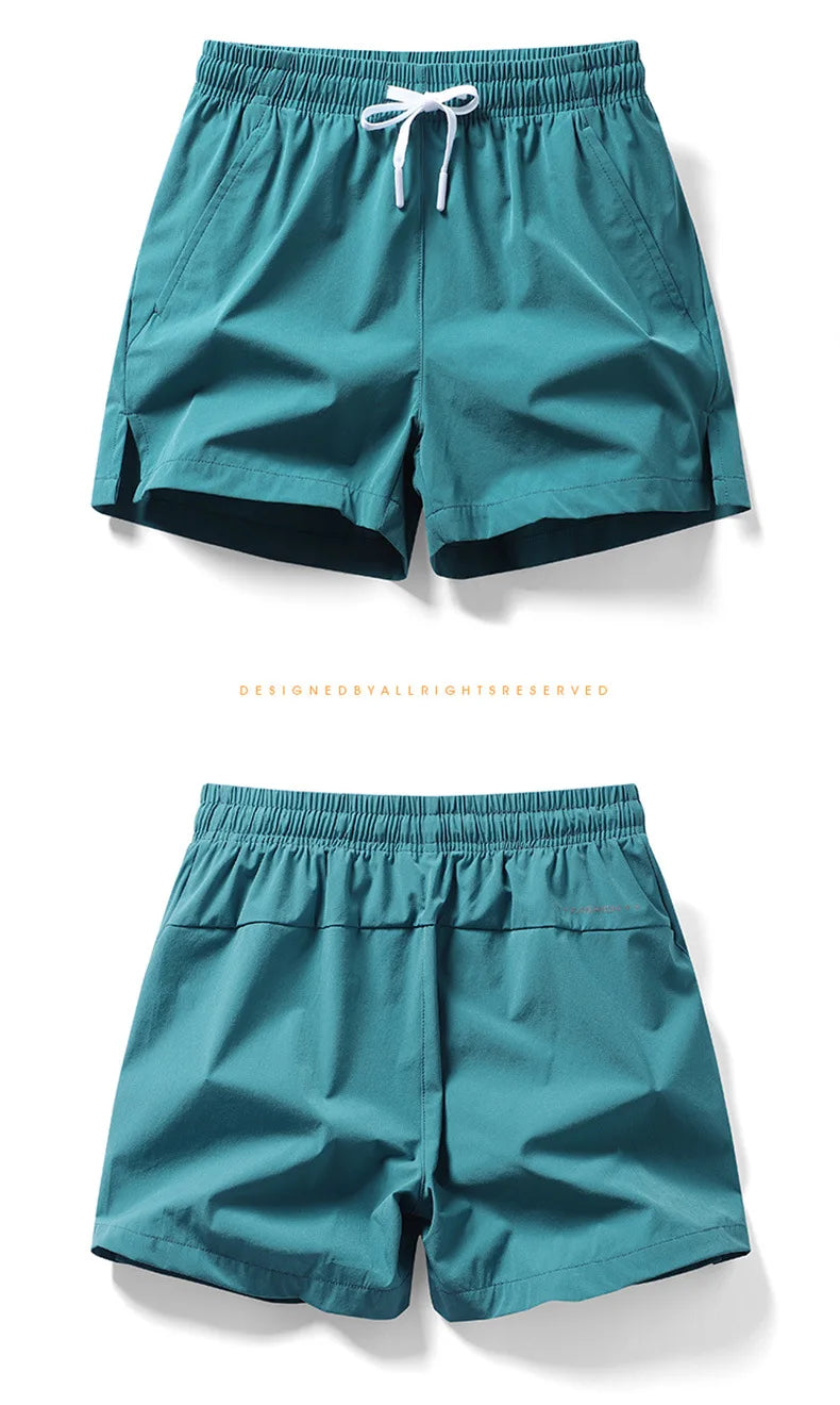 2026 new summer men's sports and casual shorts with pockets, basic pure color, lightweight, suitable for jogging and beach wear