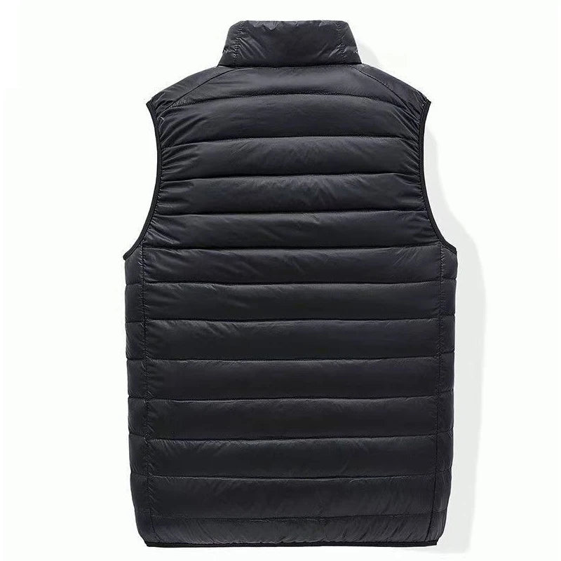 Autumn Men's Casual Vest Lightweight Sleeveless Jacket Full Zipper Outerwear Vest Outdoor Cotton Vest with Pockets