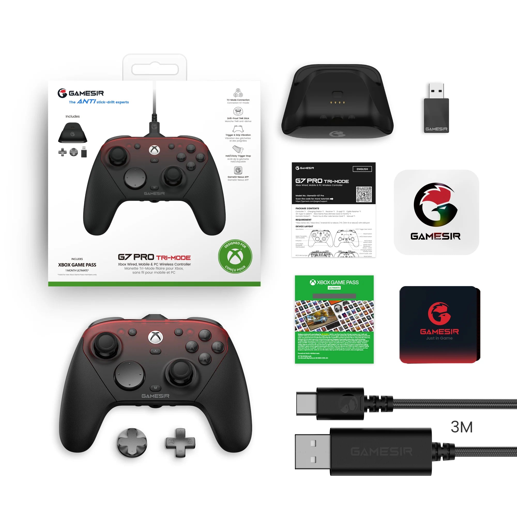 GameSir G7 Pro Xbox Gaming Controller Wired Gamepad for Xbox Series X|S, Xbox One X|S, Steam, PC, Android with Charging Dock