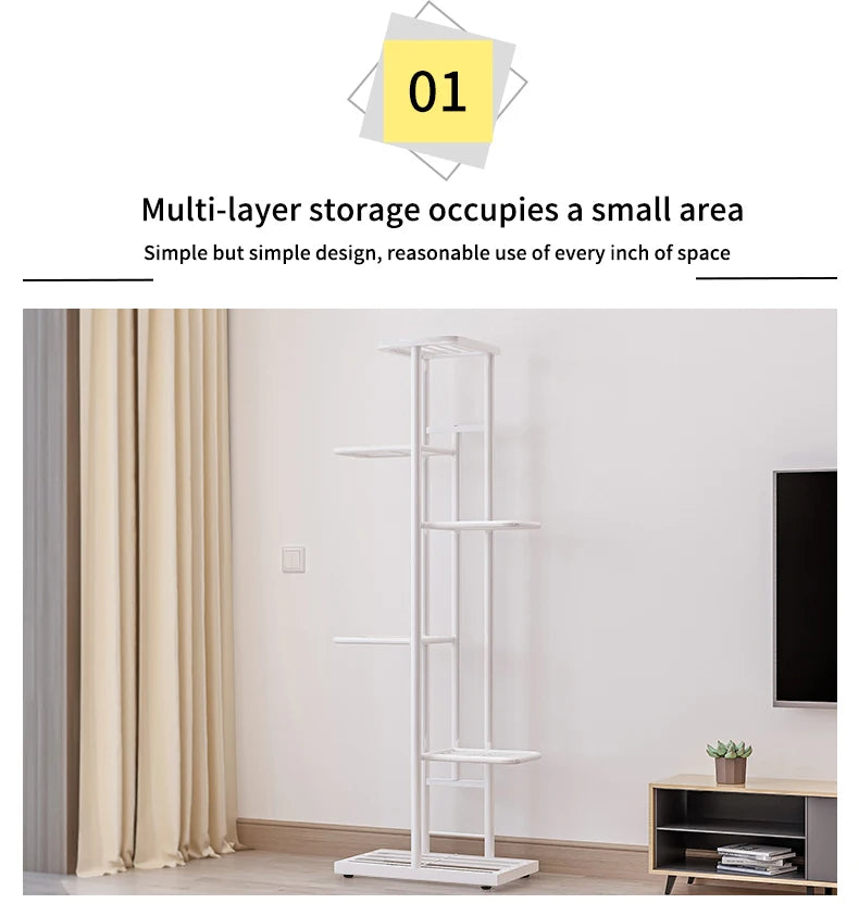 Cordlal Shining Stand For Flowers Iron 6/7/8Layers Plant Holder Storage Shelf Pot Rack Organizer Home Garden Decoration