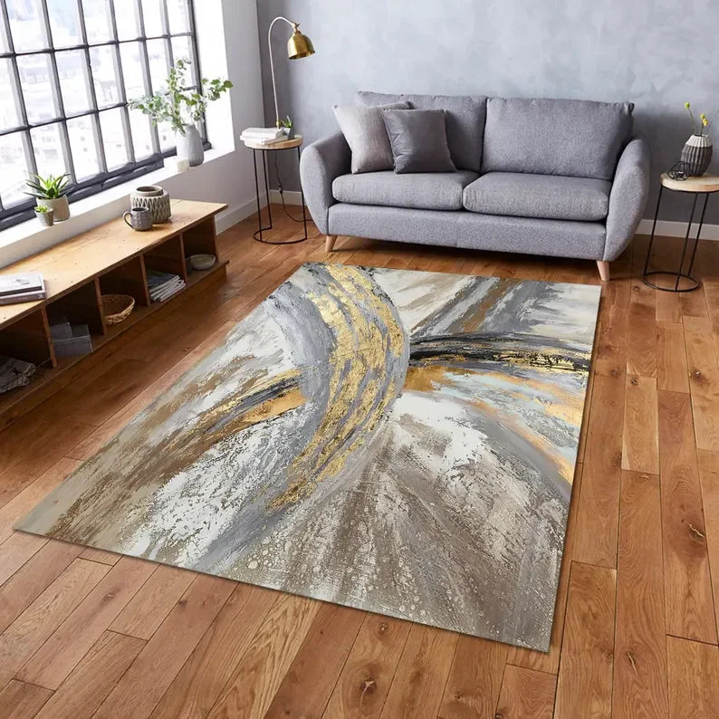 Weathered Gray Modern Area Rug Abstract Texture Accent Mat-Gray Living Room Carpet-Vintage Feel Throw Rug Decorative Mat