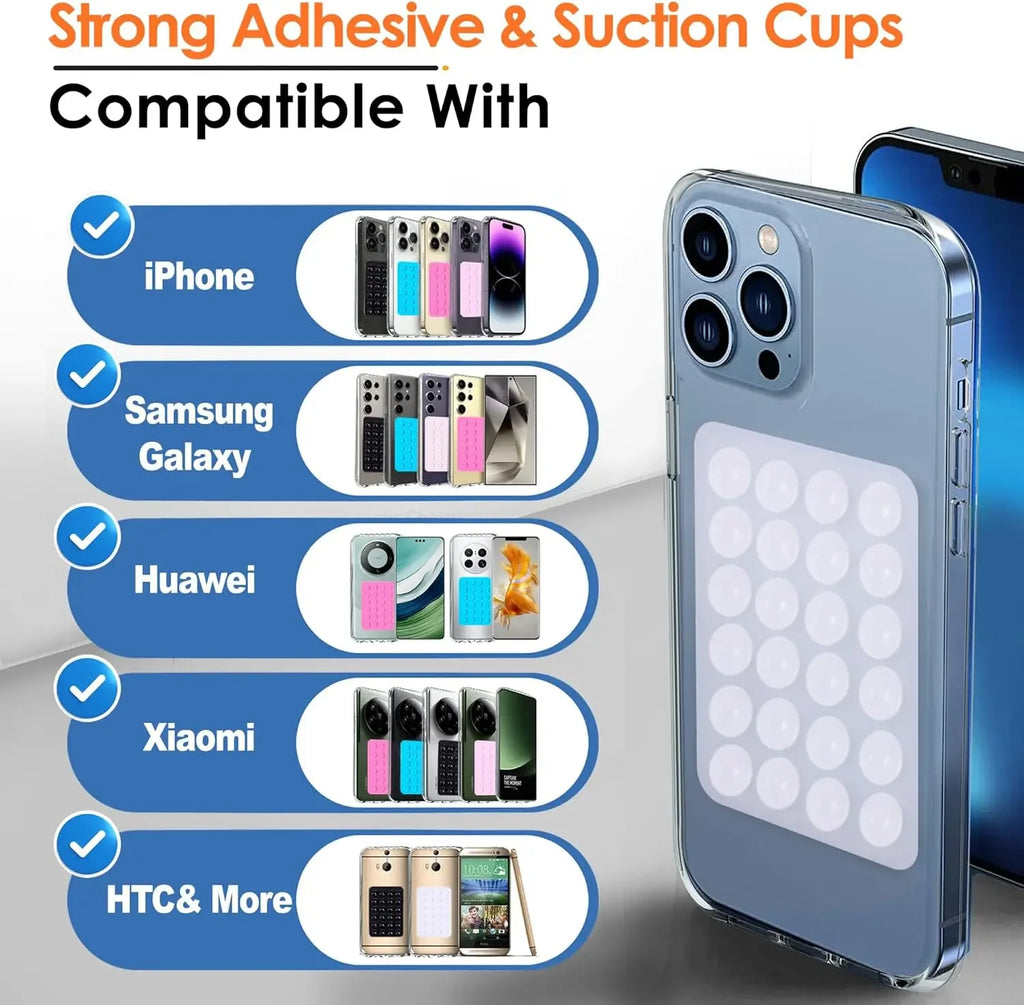 Silicone Suction Cup Phone Holder Mount Double-Sided Strong Grip Hands-Free Case for Selfies Videos Shower Universal Phone Stand