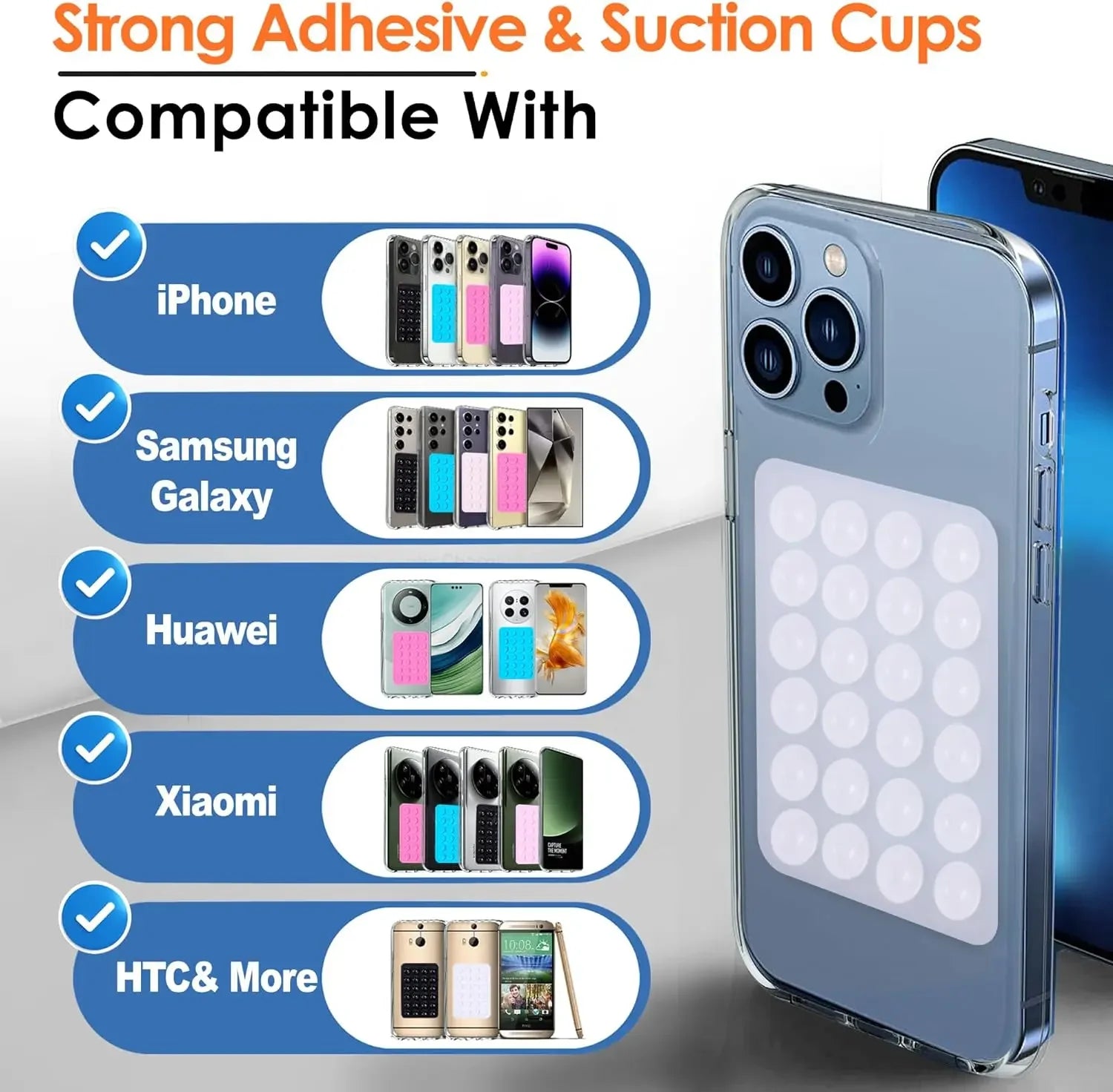 Silicone Suction Cup Phone Holder Mount Double-Sided Strong Grip Hands-Free Case for Selfies Videos Shower Universal Phone Stand