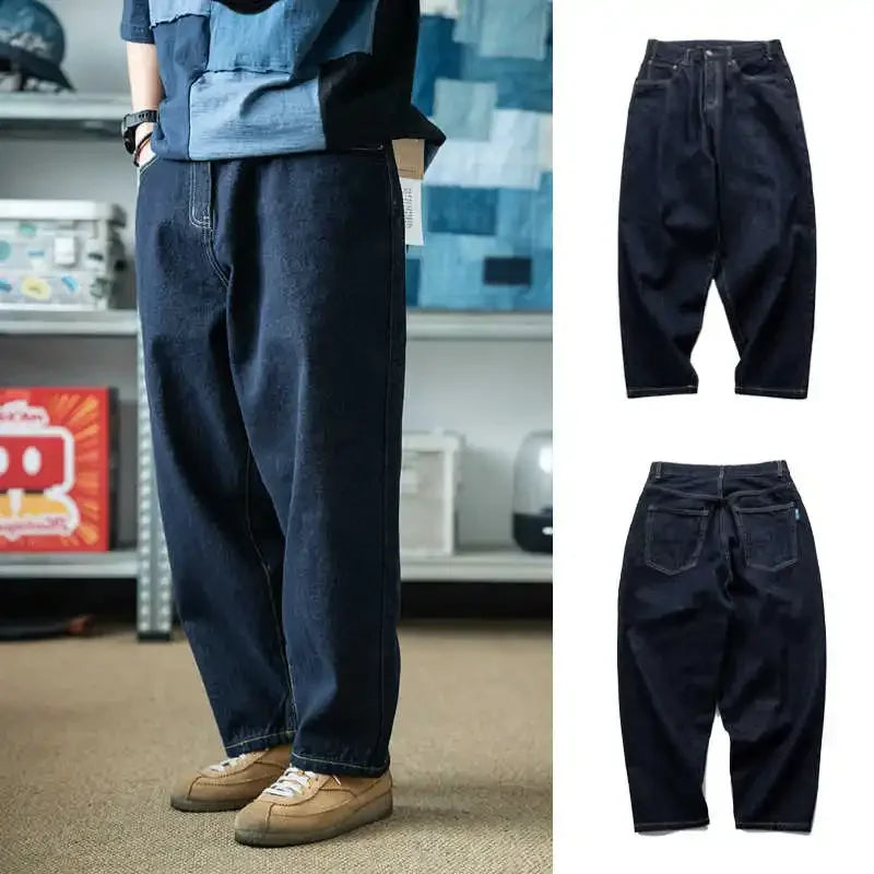 New Special Anti Fading Process Washed Original Cow Curved Knife Jeans Loose Casual Men's and Women's Pants Trendy