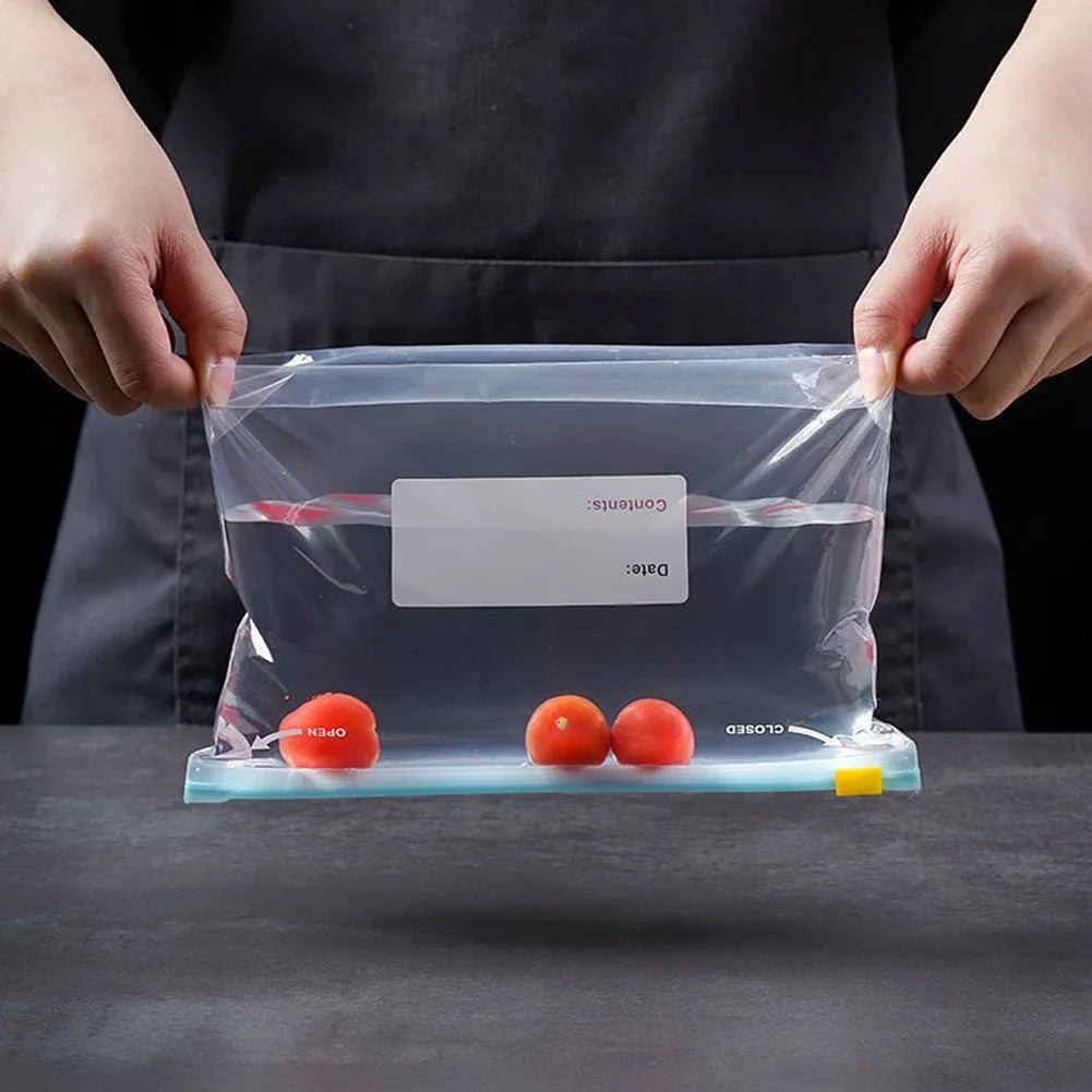 10Pcs Reusable Zipper Bag Stand Up Zip Shut Plastic Freezer Bag Fruit Vegetable Ziplock Kitchen Food Storage Organizer Pouch