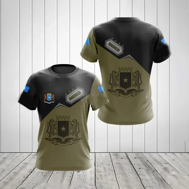 Somalia Flag Graphics T-shirts Summer Fashion Short Sleeve 3D National Emblem Printed T Shirts Casual Loose Streetwear Tees Tops