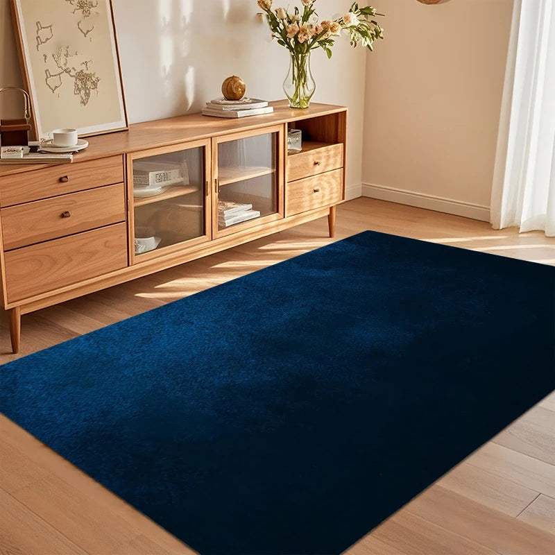Solid Navy Blue Area Rug Non Slip Washable Floor Carpet for Living Room Bedroom Nursery with Smooth Solid Color Pattern