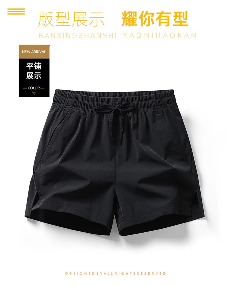 2026 new summer men's sports and casual shorts with pockets, basic pure color, lightweight, suitable for jogging and beach wear